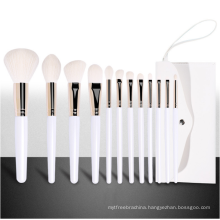 Private Label 12PCS Luxury Professional  Pearl White Makeup Brushes With Travel Portable Bag Cosmetic Brush Set